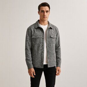 Marine Layer Knit Fleece Lined Shacket Men’s Large Gray Casual Outdoor Buttoned